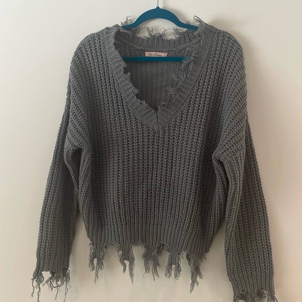 VICI MEDIUM DISTRESSED CROP SWEATER